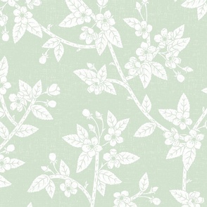 Spring Blossoms - light muted sage green - texture -extra large