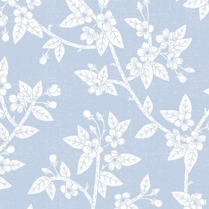 Spring Blossoms - pale muted blue white - texture - extra large