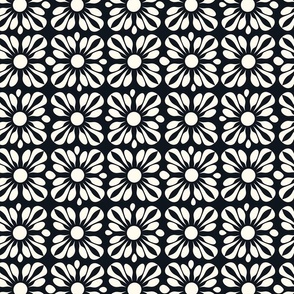 Small Monochrome Bloom - Bold Floral Pattern