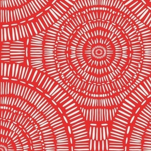 488 - Medium scale tangerine coral orange and off white boho ethnic hand drawn mandala circle for wallpaper, duvet covers, curtains, tablecloths and pillows