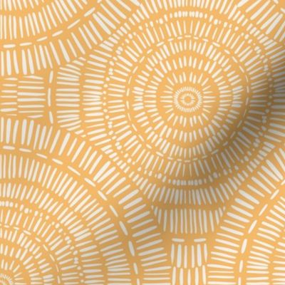 488 - Medium scale pale yellow and off white boho ethnic hand drawn mandala circle for nursery wallpaper, duvet covers, curtains, tablecloths and pillows