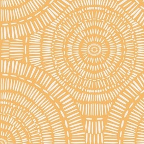 488 - Medium scale pale yellow and off white boho ethnic hand drawn mandala circle for nursery wallpaper, duvet covers, curtains, tablecloths and pillows