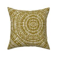 488 - Jumbo scale olive green and off white boho ethnic hand drawn mandala circle for wallpaper, duvet covers, curtains, tablecloths and pillows