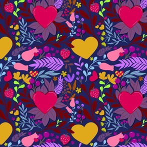 Trippy Whimsical Garden Valentine Hearts
