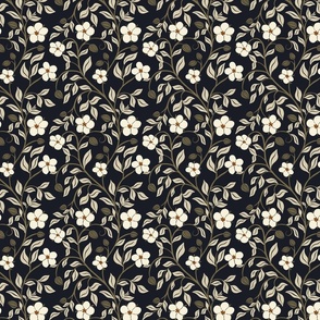 [S] Scarlet Pimpernel English Florals and Buds - Black and white #P240068