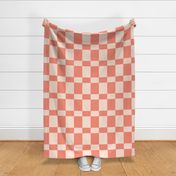 Retro 70s Checkers Geometric  Squares (LARGE) Bright Pink and Eggshell White