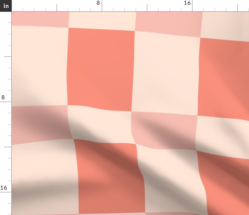 Retro 70s Irregular Checkers Geometric  Squares (LARGE) Multi Pinks and Eggshell White