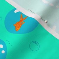 Floating_Goldfish_aqua green