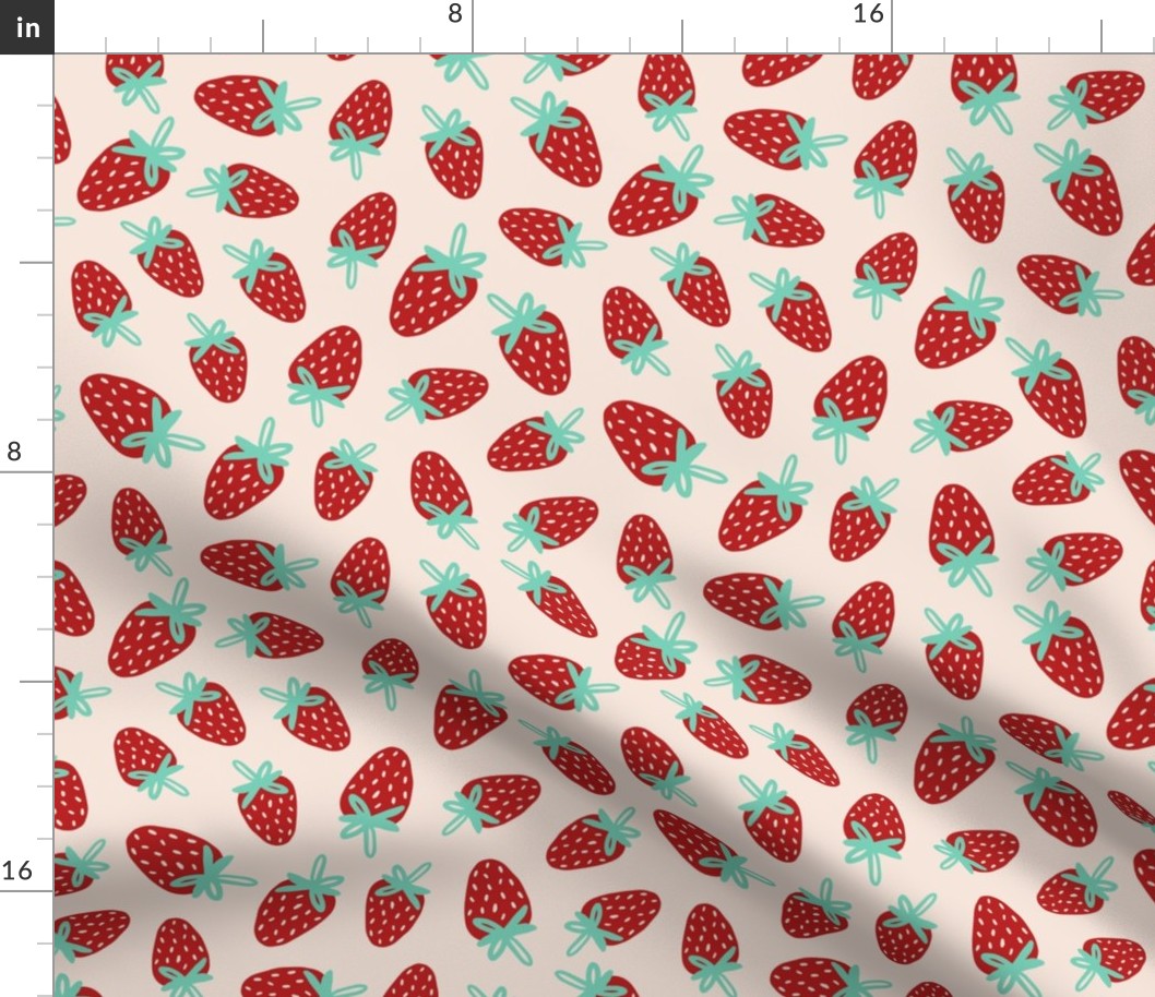 9x9 Tossed strawberries, red, green 