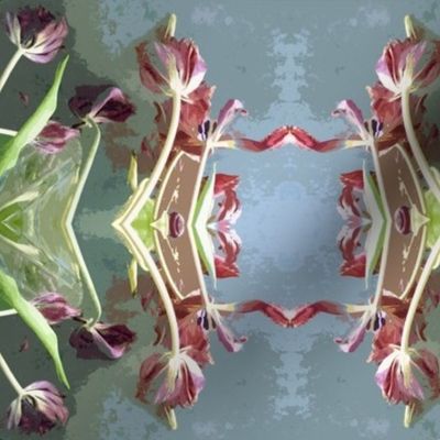 Dying Tulips on Zinc-topped Coffee Table