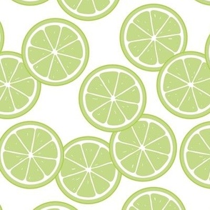 Minimalist citrus slices - lime green on white