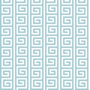 Ancient Greek Mythical Classic Key Swirls Waves - Modern Simple Greece Geometric Traditonal Ornament - A5CDD3 Turquoise Blue Cyan on White - Vertical Stripe - Small #6