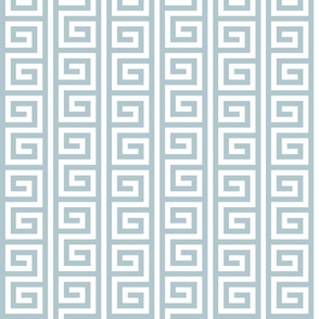 Ancient Greek Mythical Classic Key Swirls Waves - Modern Simple Greece Geometric Traditonal Ornament - Sherwin-Williams Billowy Breeze - 9055 Blue Grey on White - Vertical Stripe - Small - #6