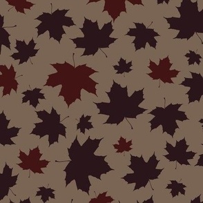 Forest Floor Grey Autumn Beige Red Leaves