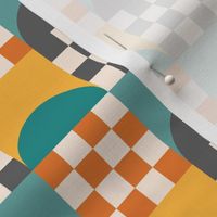 Retro funky checker teal orange