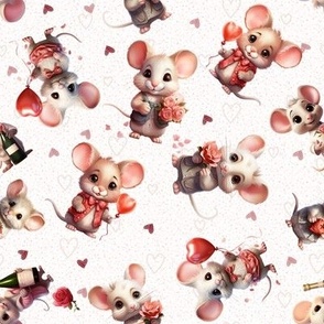 Valentines mice red heart valentine mouse sweet mice heart tossed mice pink heart flower mice valentines day mice 