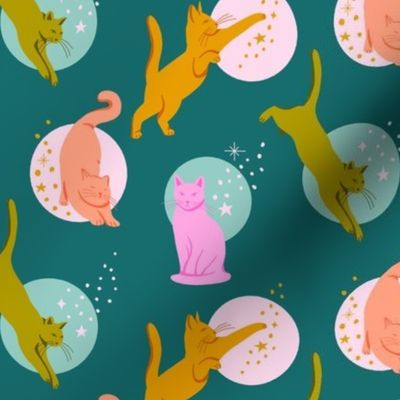 Cats on Teal Background | Small