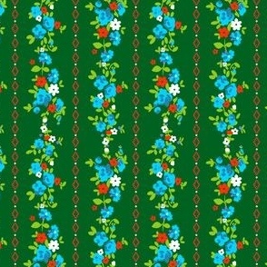 Adele Floral in Green and Sky Blue  (mini print)
