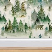 Watercolor Misty Woodland Creatures