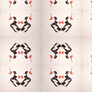 Red and black Rorschach test ink blot pattern
