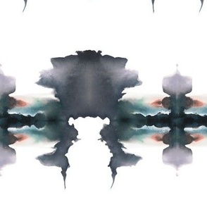 Watercolor Abstract Rorschach Inkblot Test Muted Colors