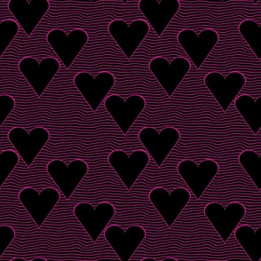 Ritzy Glam Black Hearts on Fuchsia
