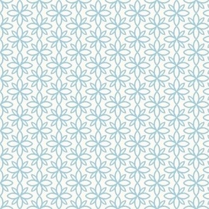 Soft Blue and Off White Geometric Flower Tile Low Volume Small Scale