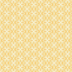 Sunny Yellow and  White Modern Geometric Flower Tile Small Scale