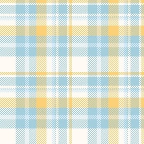 Light Blue, White and Yellow Classic Check Plaid