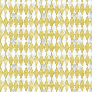 Yellow Chic Harlequin -- Gold and White Silver -- Textured Yellow Gold and Faux Silver Glitter Harlequin Diamonds -- Black and Gold Harlequin Coordinate -- 12.74in x 10.60in -- 850dpi (18% of Full Scale)