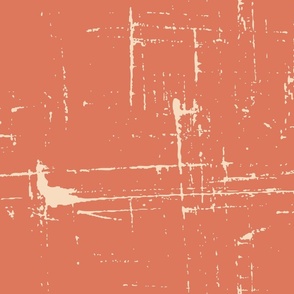 L Terracotta Rustic Marks: Textured squares, scratches in orange and cream