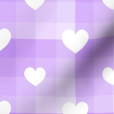 Purple Ombre Plaid Check Hearts 