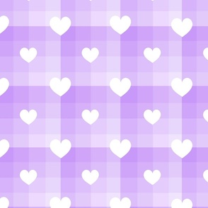 Purple Ombre Plaid Check Hearts 