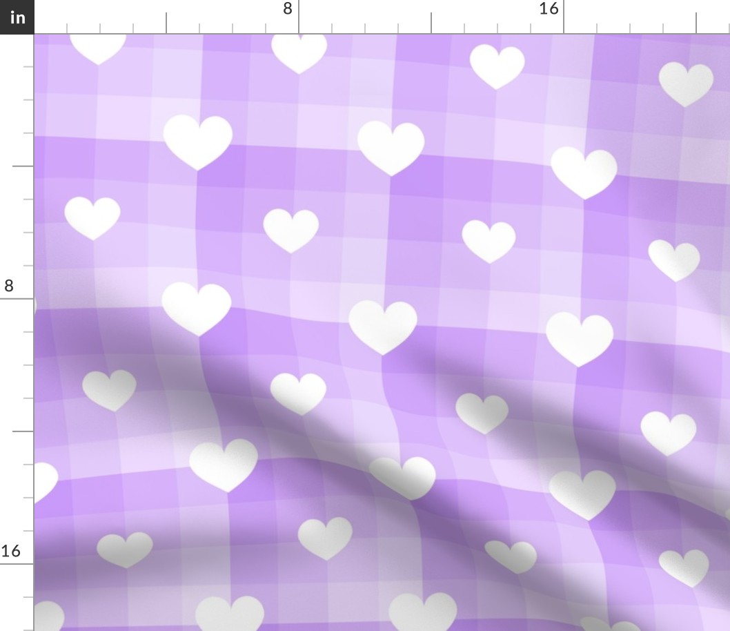 Purple Ombre Plaid Check Hearts 