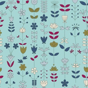 Scandinavian Flowers Mint Green