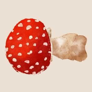 Watercolor Mushroom on Beige background