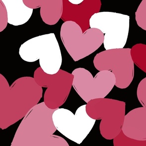 VALENTINE HEARTS ON BLACK LARGE SCALE