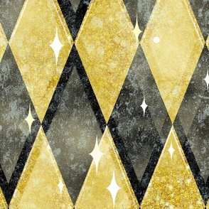 Black and Gold Chic Harlequin -- Gold and Black Diamond -- Textured Black and Gold Faux Glitter Harlequin Diamonds -- Black and Gold Harlequin Coordinate -- 33.96in x 28.25in -- 150dpi (Full Scale)