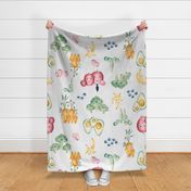 We Are Family - Baby's First Foods -  Fruits/Veggies on Baby Blue - Large Scale