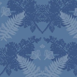 Blue botanical damask