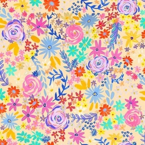 Spring Brights Painterly Floral // Vanilla