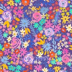 Spring Brights Painterly Floral // Ultraviolet