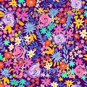 Spring Brights Painterly Floral // Eggplant