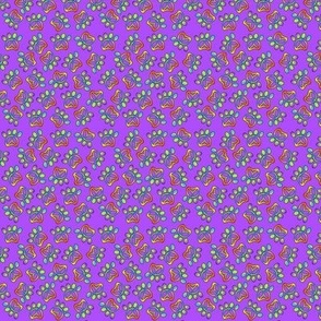 (small scale) rainbow peace pawprints on purple