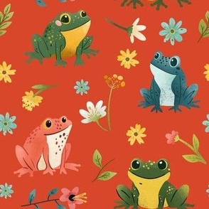 frogs in flowers