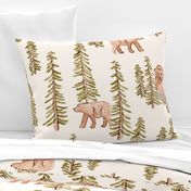 bears and pines - cream - 24" LARGE
