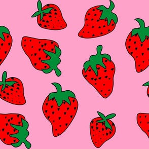 Giant Cartoon Comic Strawberries in Pink