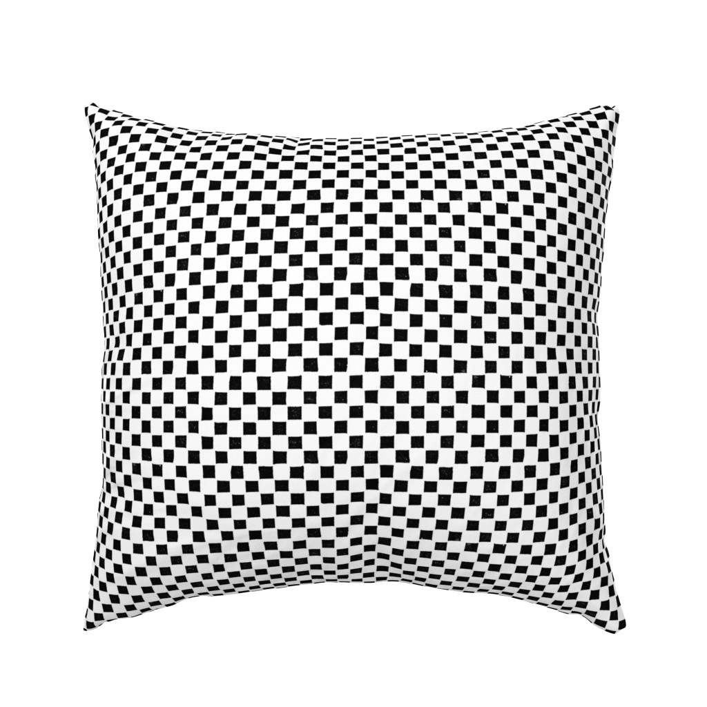 Large pure black block printed checkerboard on pure white base