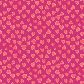 Watercolor Hearts Pantone Peach Fuzz Pairings Small Irregular Abstract Hearts - Pink
