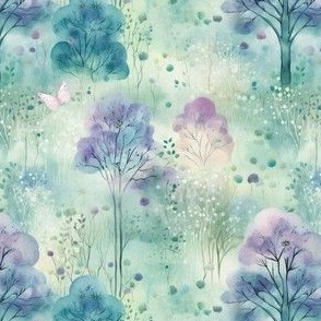 Smaller Magical Fairy Forest in Soft Pastel Shades of Pink Purple and Aqua Blue